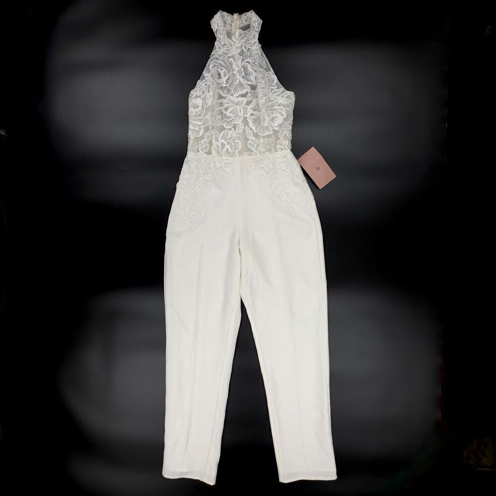 NWT Anthropologie BHLDN Nouvelle Amsale Lace Halter Modern Wedding Jumpsuit 0
